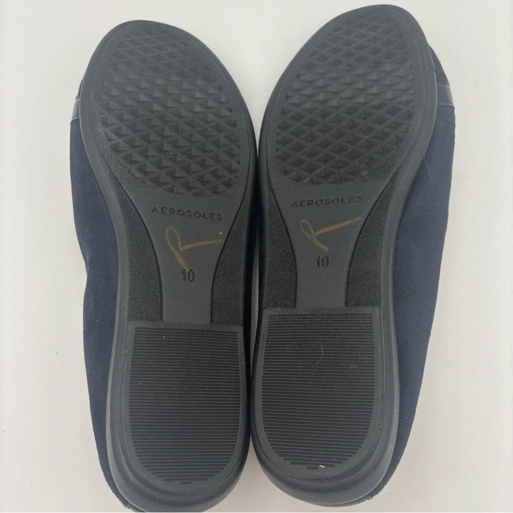 AEROSOLES Dark Blue Flats with Metallic‎ Accent